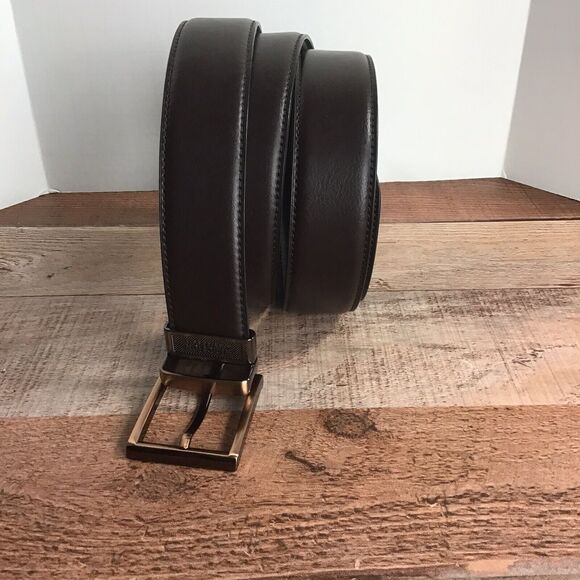 Kenneth Cole Reaction Mens XL Brown Faux Leather Adjustable Belt Polished Buckle - Picture 14 of 16